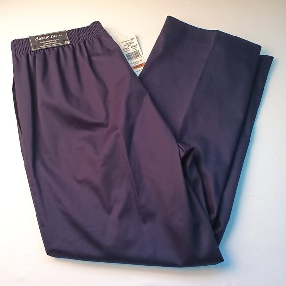 NWT Alfred Dunner Classic Fit Pant Size 12 Pull-On Waist Straight Leg Navy Blue - Picture 1 of 9